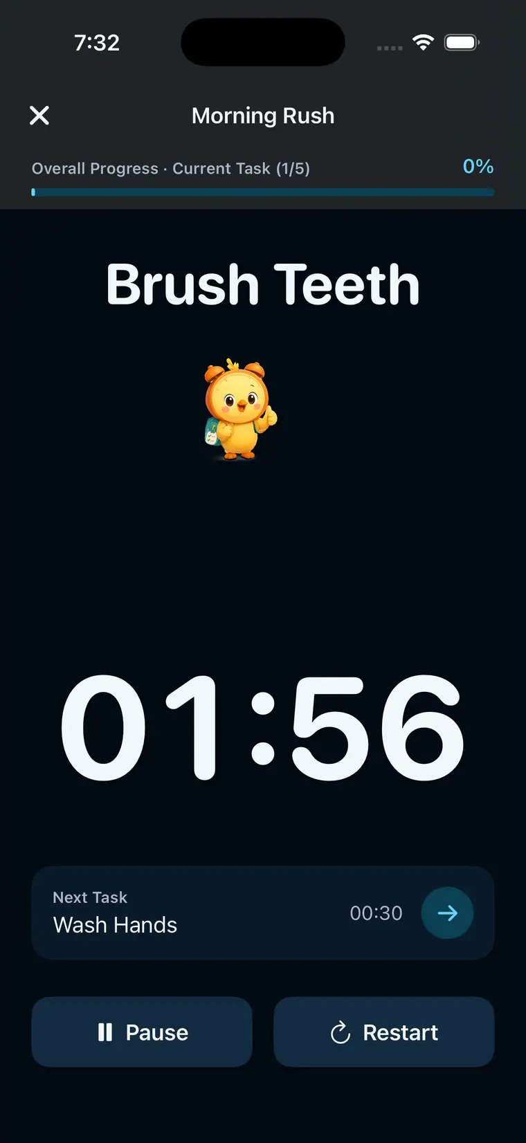 Morning Rush task timer on iOS