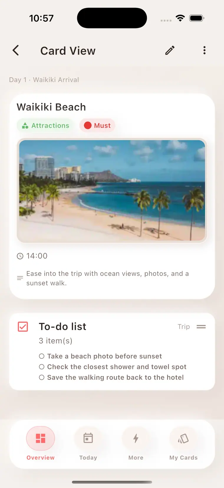 Screenshot of OnTravelPlan showing Place card