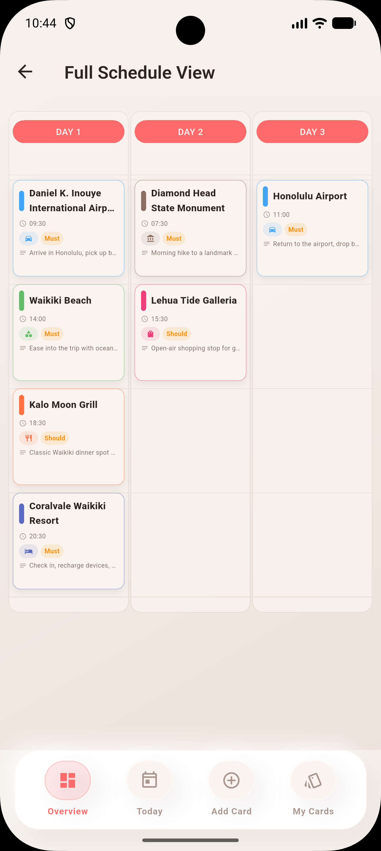 Map and routes visualization screen
